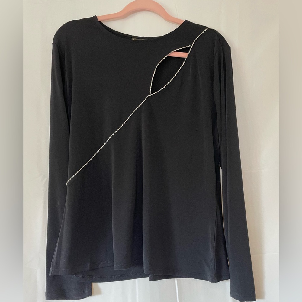 BOLD elements Black Long Sleeve Blouse with Chain Detail